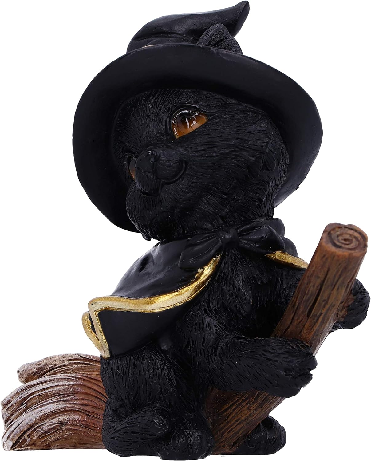 Nemesis Now Tabitha Small Witches Familiar Black Cat and Broomstick Figurine, 11cm