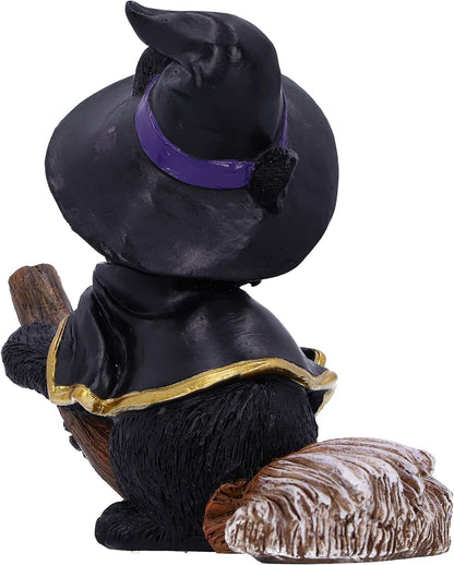 Nemesis Now Tabitha Small Witches Familiar Black Cat and Broomstick Figurine, 11cm