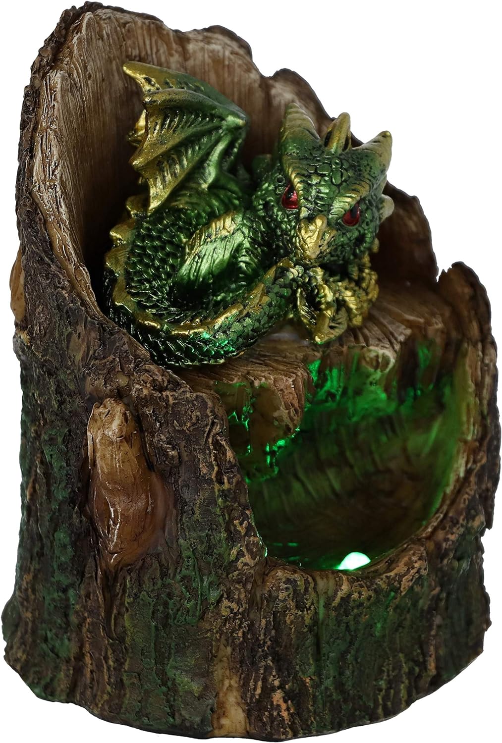 Nemesis Now Arboreal Hatchling Green Dragon in Tree Trunk Light Up Figurine, Red, 10.8cm, U5288S0