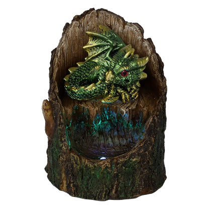 Nemesis Now Arboreal Hatchling Green Dragon in Tree Trunk Light Up Figurine, Red, 10.8cm, U5288S0