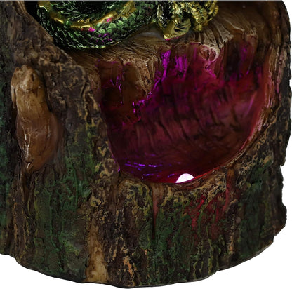 Nemesis Now Arboreal Hatchling Green Dragon in Tree Trunk Light Up Figurine, Red, 10.8cm, U5288S0