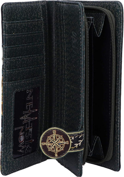 Nemesis Now Lisa Parker Adventure Awaits Calico Cat Ship Embossed Purse, Black