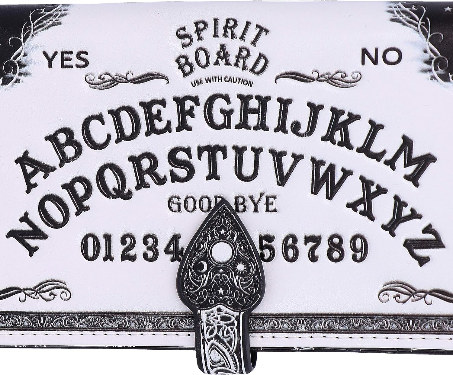 Nemesis Now White Spirit Board Embossed Ouija Purse, 18.5cm, White, PU Leather