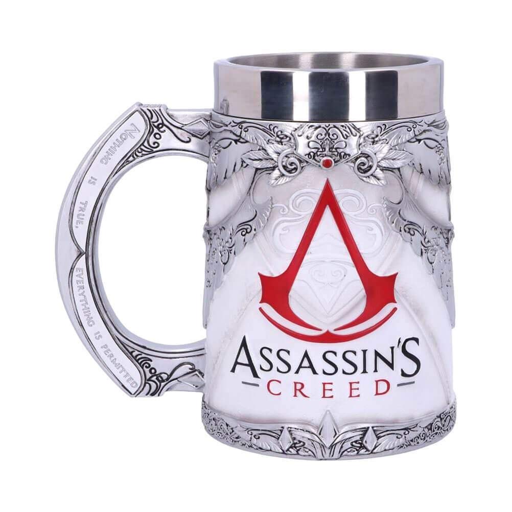 Nemesis Now B5296S0 Officially Licensed Assassins Creed White Game Tankard, Resin w. Stainless Steel, 300 milliliters, Multicolour
