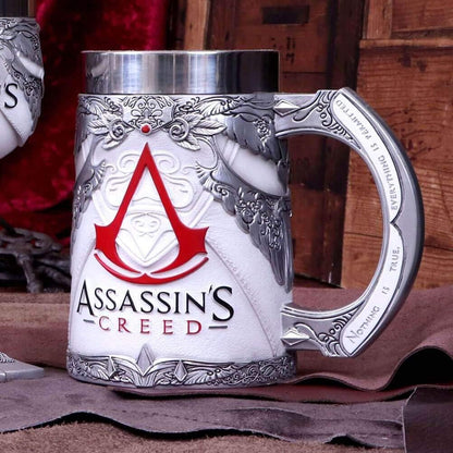 Nemesis Now B5296S0 Officially Licensed Assassins Creed White Game Tankard, Resin w. Stainless Steel, 300 milliliters, Multicolour