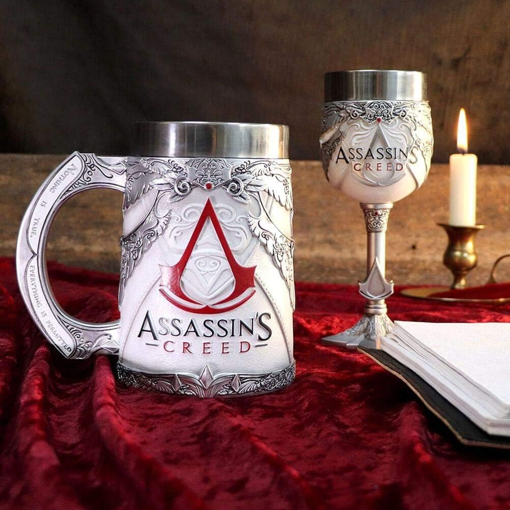 Nemesis Now B5296S0 Officially Licensed Assassins Creed White Game Tankard, Resin w. Stainless Steel, 300 milliliters, Multicolour