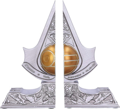 Nemesis Now Officially Licensed Assassin's Creed Apple of Eden Resin Bookends, Silver, 18.5cm