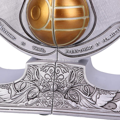 Nemesis Now Officially Licensed Assassin's Creed Apple of Eden Resin Bookends, Silver, 18.5cm