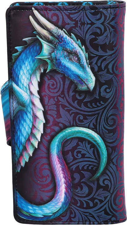 Nemesis Now Take Flight Embossed Purse Spacious Blue Dragon Wallet, 18.5cm, PU Leather, Red/Black, Intricate Baroque Designs, Wing Opening Purse, Multiple Card Slots & Zipped Coin Compartment