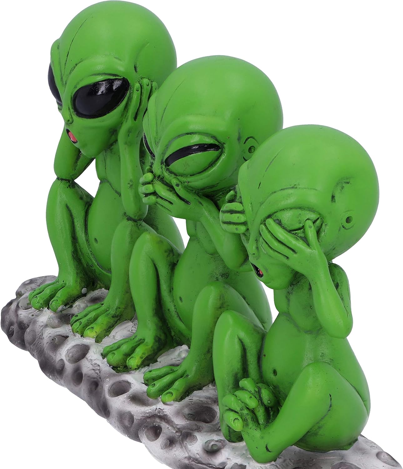Nemesis Now Three Wise Martians 16cm See No Hear No Speak No Evil Alien Figurines, Green