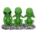 Nemesis Now Three Wise Martians 16cm See No Hear No Speak No Evil Alien Figurines, Green