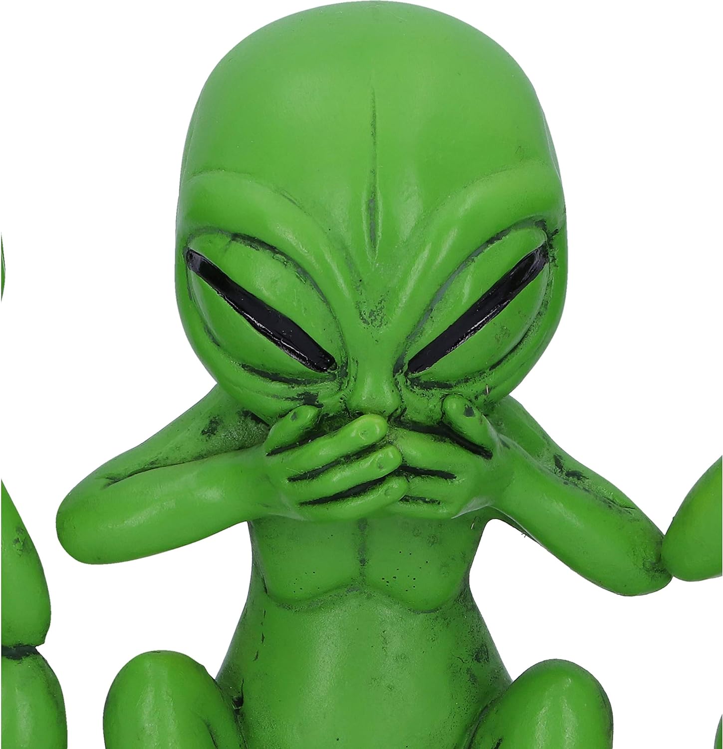 Nemesis Now Three Wise Martians 16cm See No Hear No Speak No Evil Alien Figurines, Green