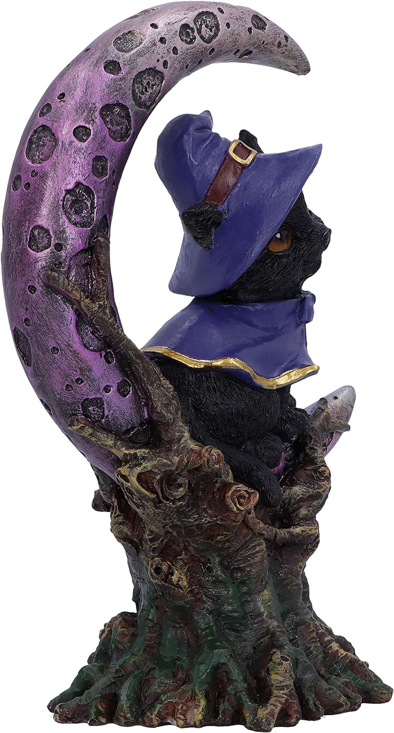Nemesis Now Grimalkin Witches Familiar Black Cat and Crescent Moon Figurine, 18.5cm U5436T1