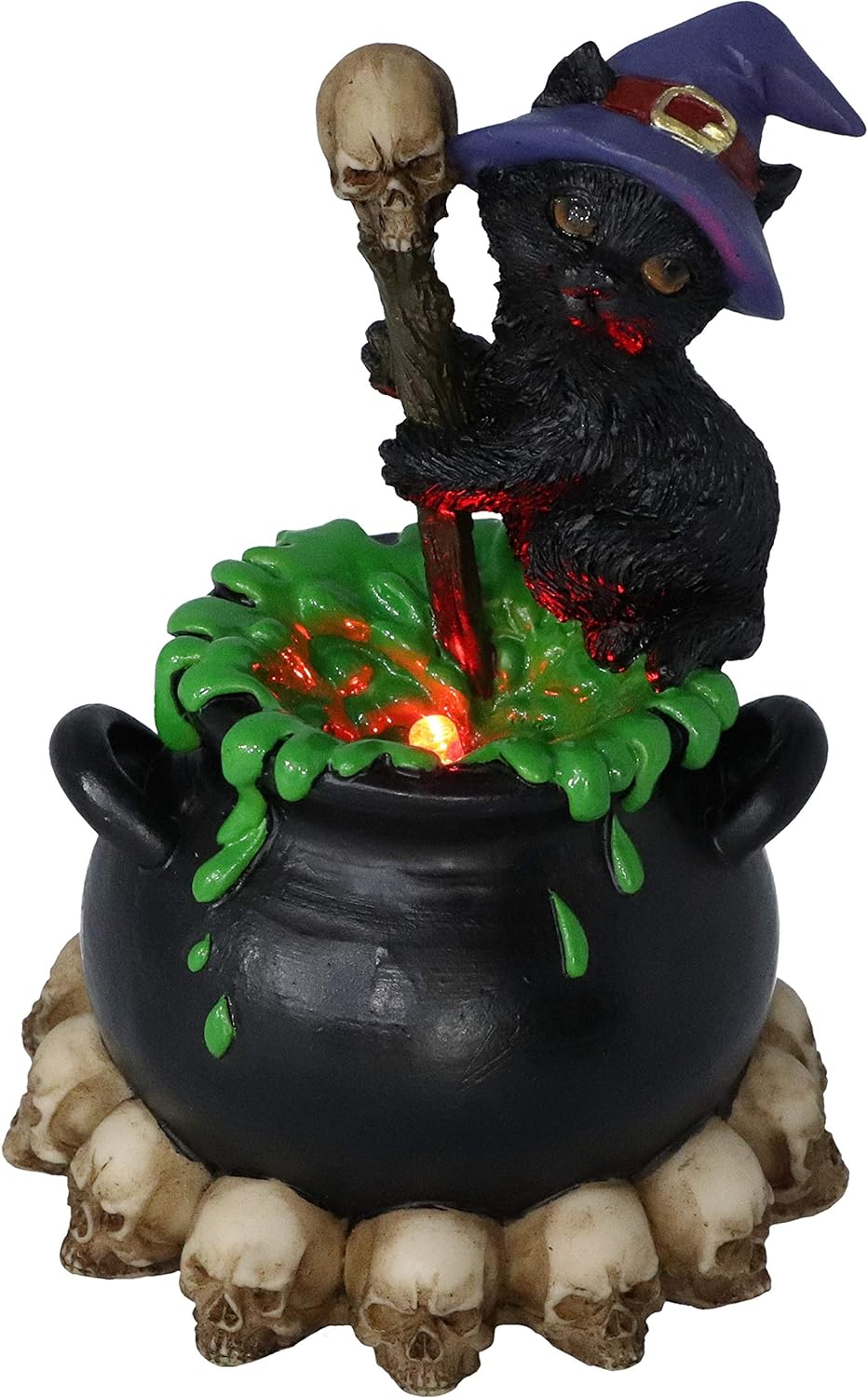 Nemesis Now Spook Witches Familiar Black Cat and Bubbling Cauldron Figurine,12cm