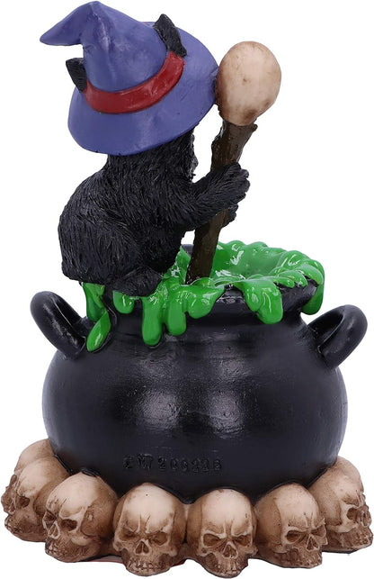 Nemesis Now Spook Witches Familiar Black Cat and Bubbling Cauldron Figurine,12cm