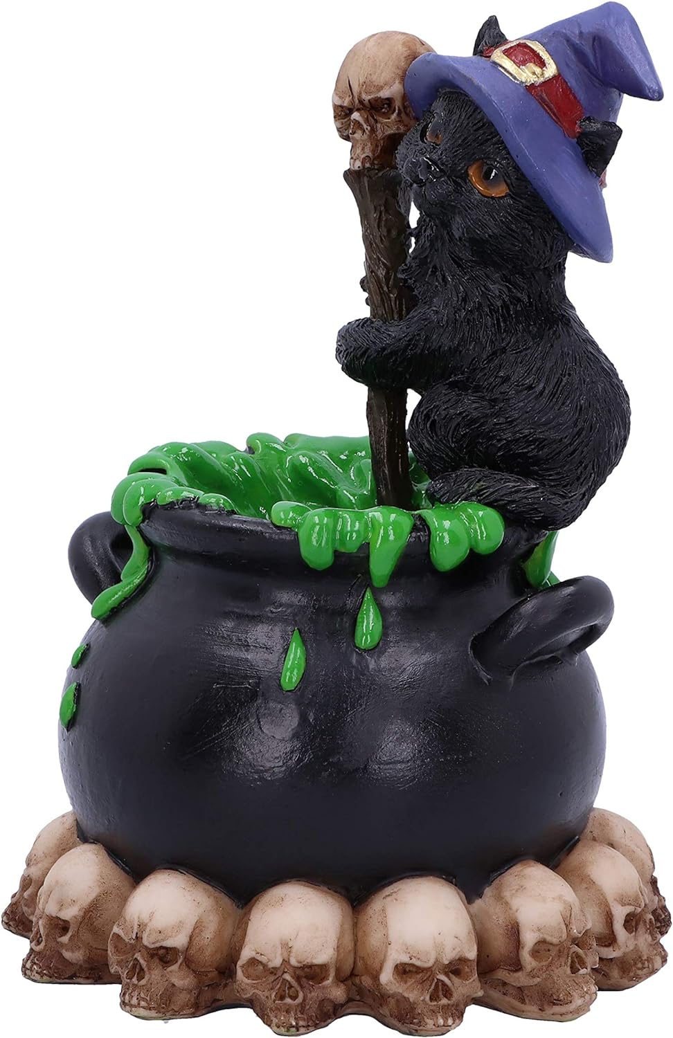 Nemesis Now Spook Witches Familiar Black Cat and Bubbling Cauldron Figurine,12cm
