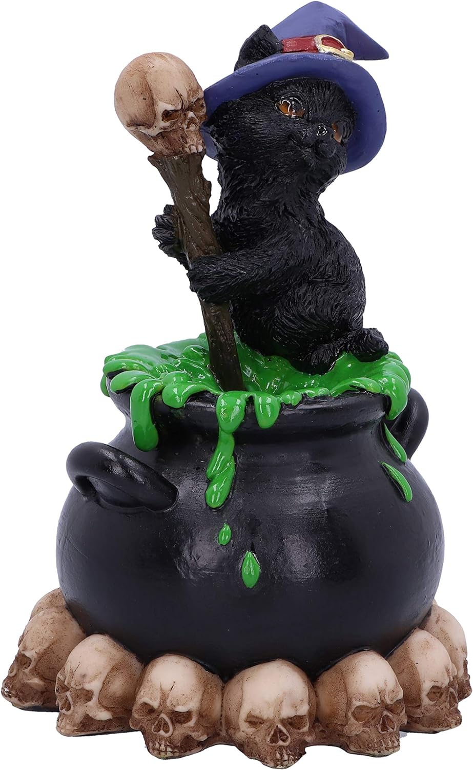 Nemesis Now Spook Witches Familiar Black Cat and Bubbling Cauldron Figurine,12cm