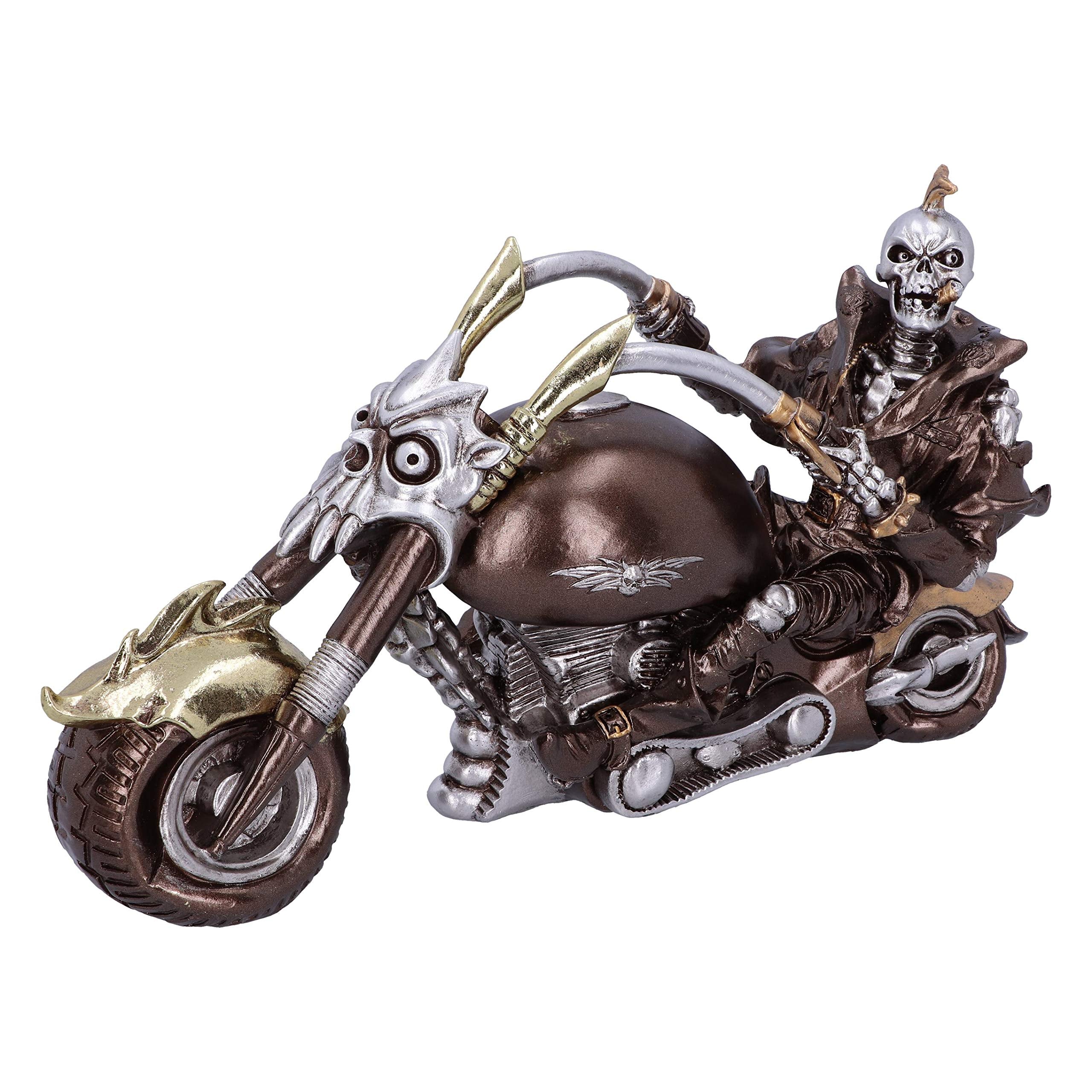 Nemesis Now Wheels of Steel 29cm Steampunk Motorcycle Skeleton Figurine.