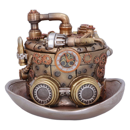 Nemesis Now Bronze Silver Cogwork Hatter Box Steampunk Hat Storage, 14.5cm