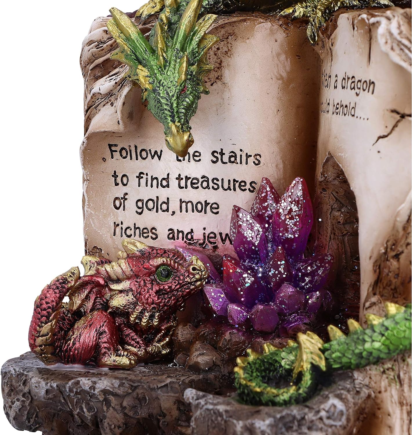 Nemesis Now Hoard Finders Dragon with Book Crystal Figurine, Green, 20.8cm