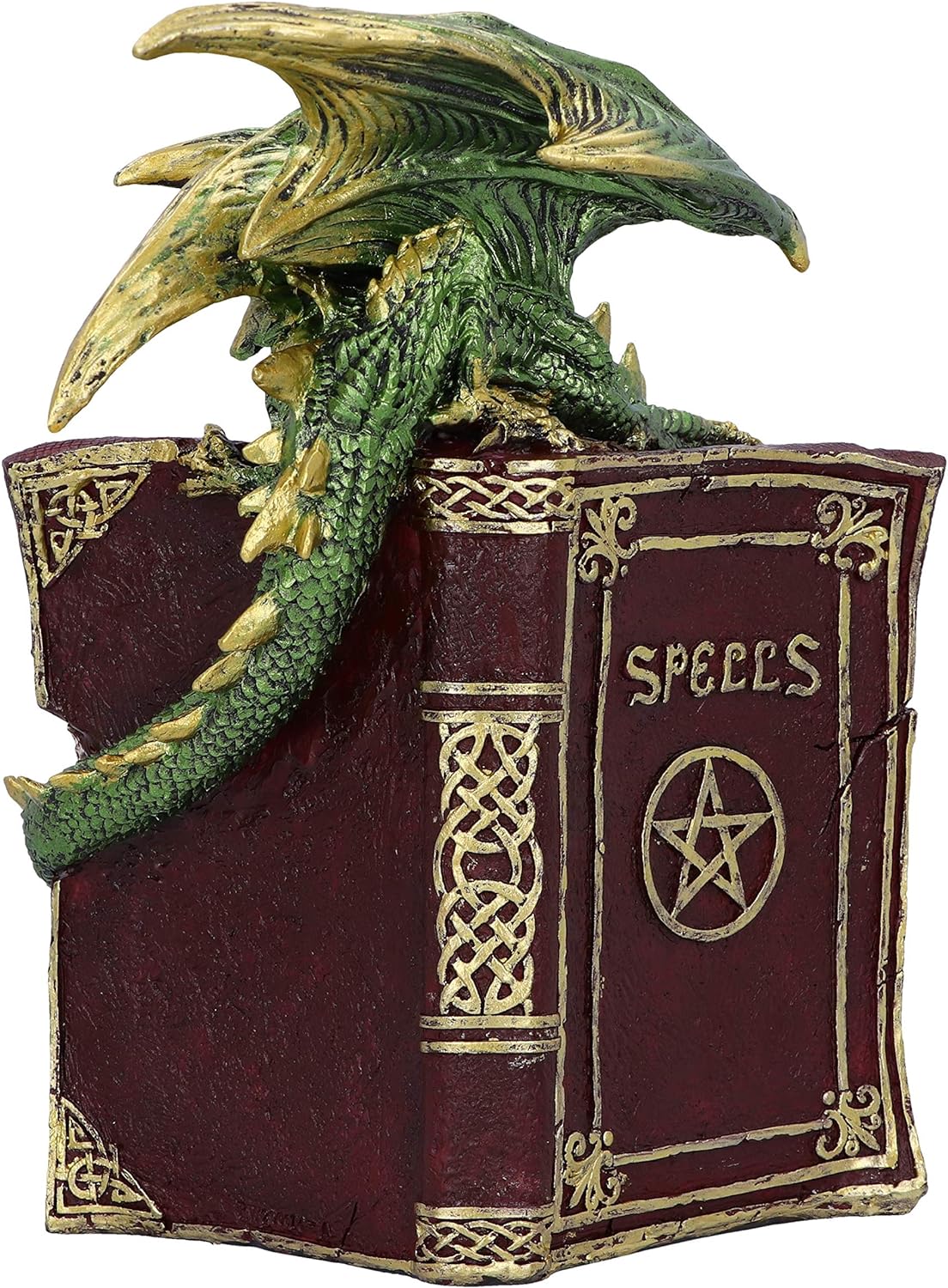 Nemesis Now Hoard Finders Dragon with Book Crystal Figurine, Green, 20.8cm