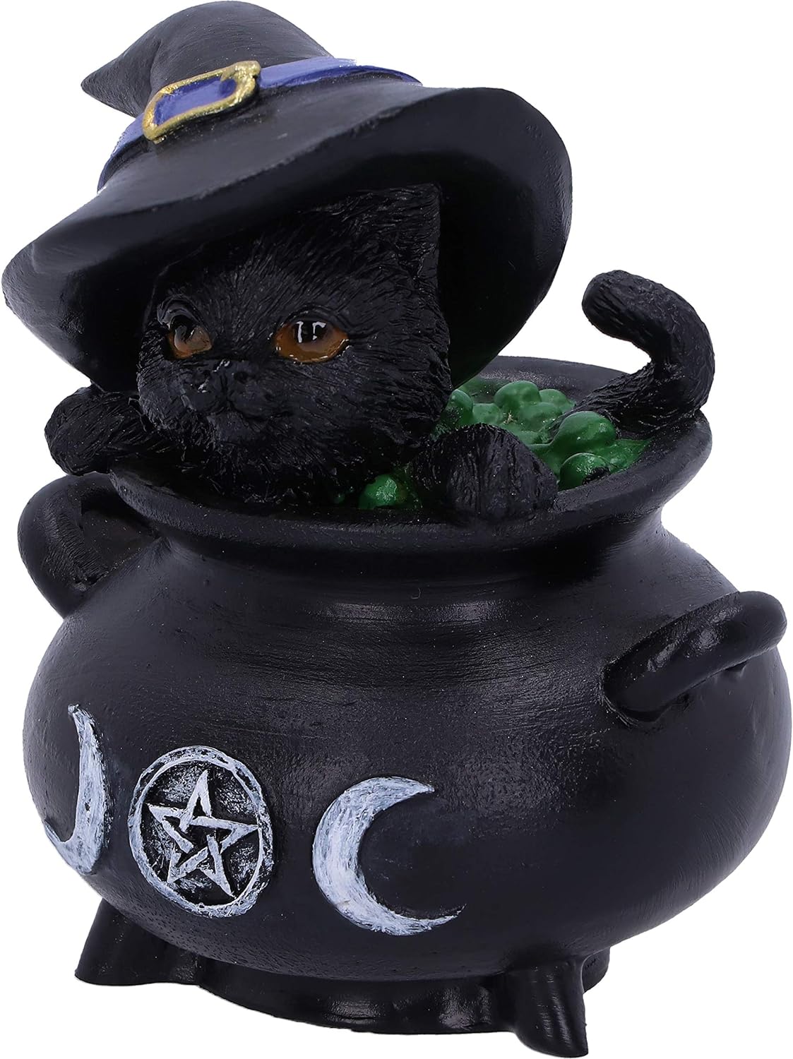 Nemesis Now Hubble and Bubble Witches Familiar Black Cat and Cauldron Figurines, 8cm