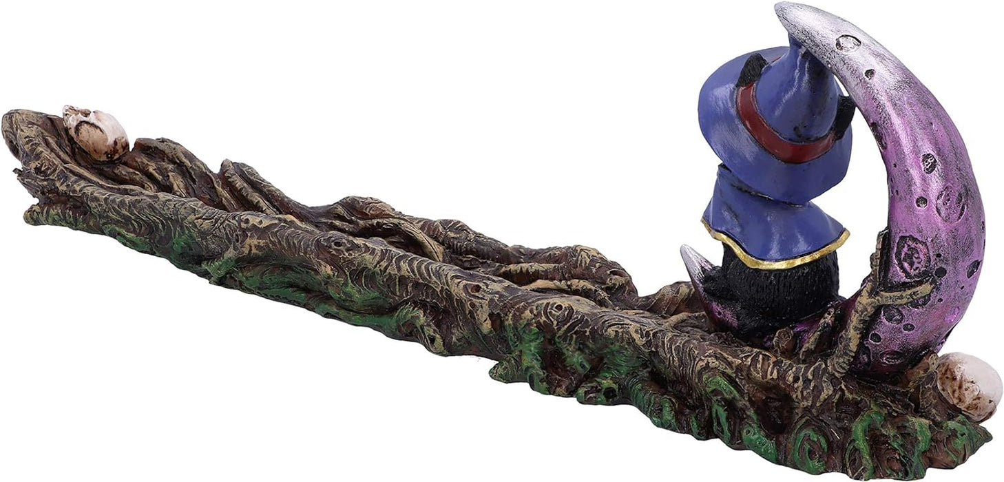 Grimalkin Witches Familiar Black Cat And Crescent Moon Incense Burner