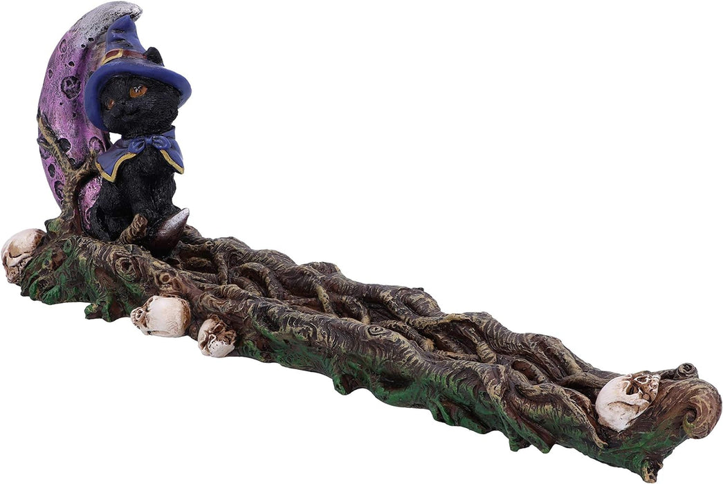 Grimalkin Witches Familiar Black Cat And Crescent Moon Incense Burner