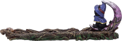 Grimalkin Witches Familiar Black Cat And Crescent Moon Incense Burner
