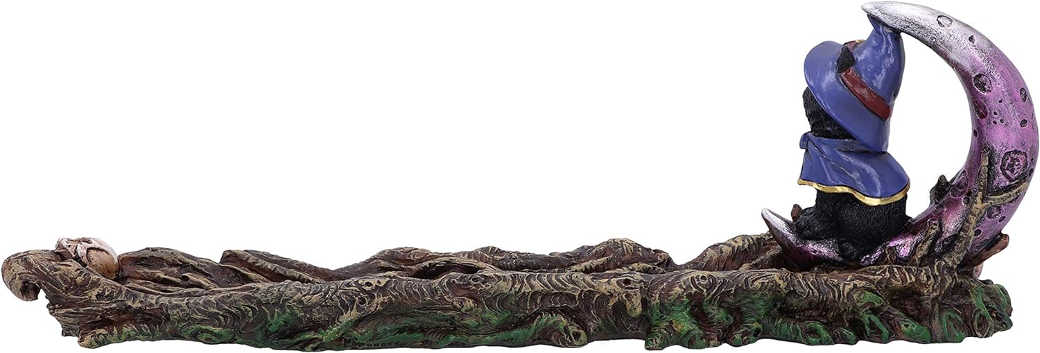 Grimalkin Witches Familiar Black Cat And Crescent Moon Incense Burner