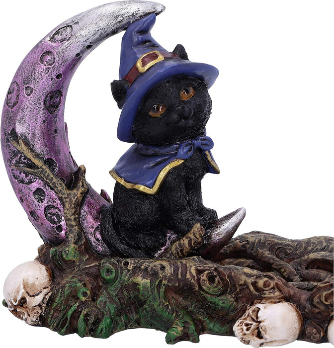 Grimalkin Witches Familiar Black Cat And Crescent Moon Incense Burner