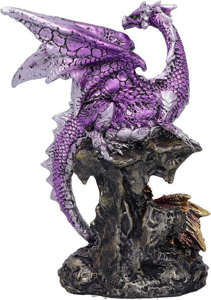 Nemesis Now Hatchling Protection Dragon and Dragonling Parental Figurine,Purple,15.2cm