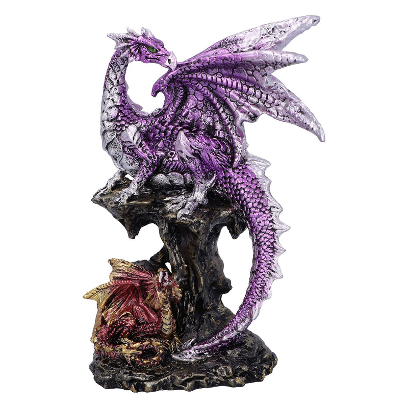 Nemesis Now Hatchling Protection Dragon and Dragonling Parental Figurine,Purple,15.2cm