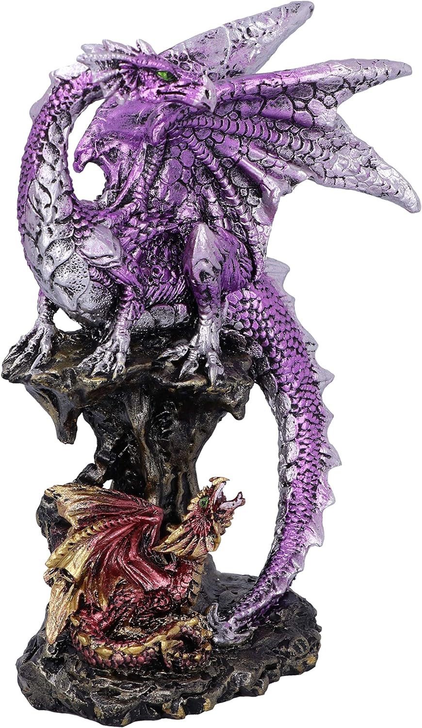 Nemesis Now Hatchling Protection Dragon and Dragonling Parental Figurine,Purple,15.2cm