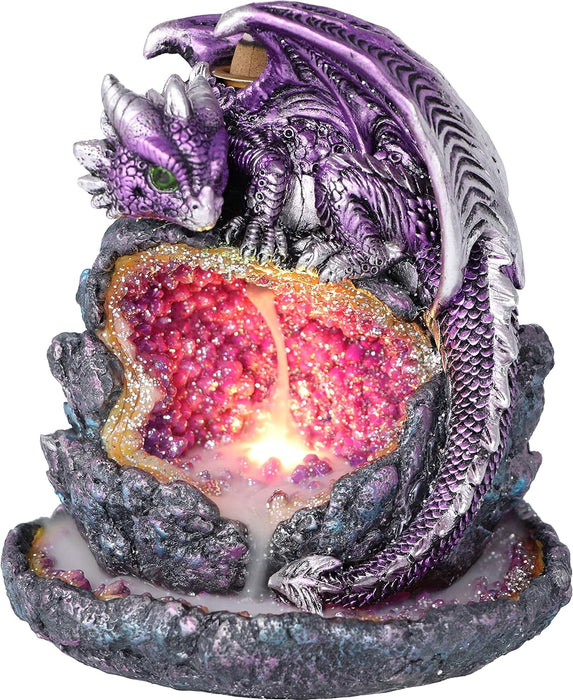 Crystalline Protector Purple Dragon Geode Backflow Incense Burner