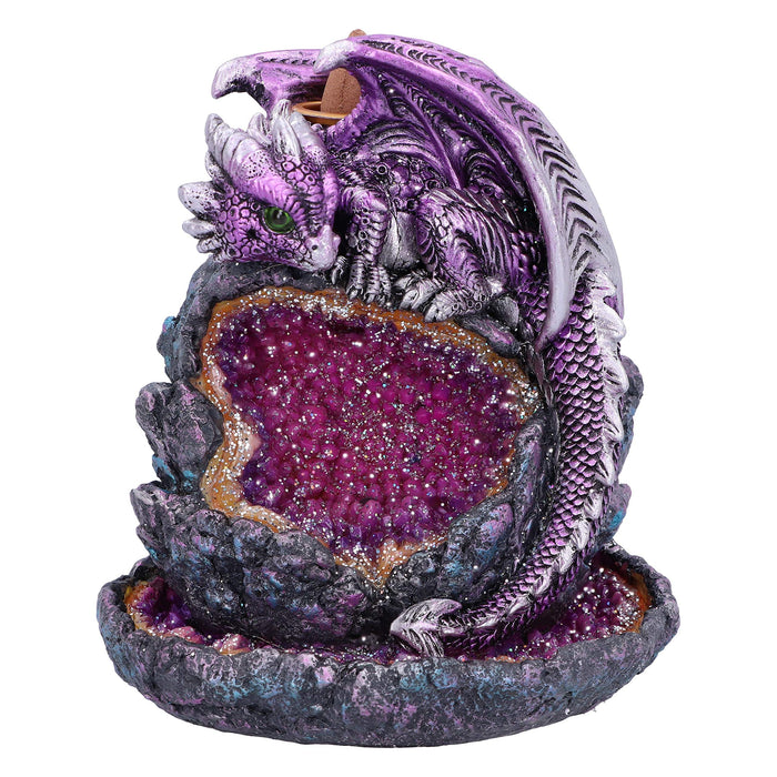 Crystalline Protector Purple Dragon Geode Backflow Incense Burner