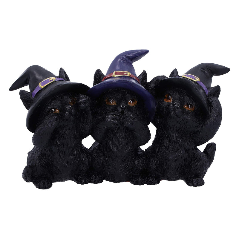 Nemesis Now Three Wise Black Cats See No Hear No Speak No Evil-Figura Familiar, Resina, Negro, 11.5cm