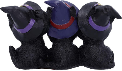 Nemesis Now Three Wise Black Cats See No Hear No Speak No Evil-Figura Familiar, Resina, Negro, 11.5cm