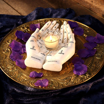 Nemesis Now Palmist's Guide White Chiromancy Hands Candle Holder, 22..3cm