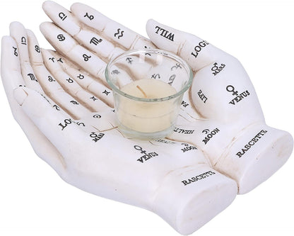 Nemesis Now Palmist's Guide White Chiromancy Hands Candle Holder, 22..3cm