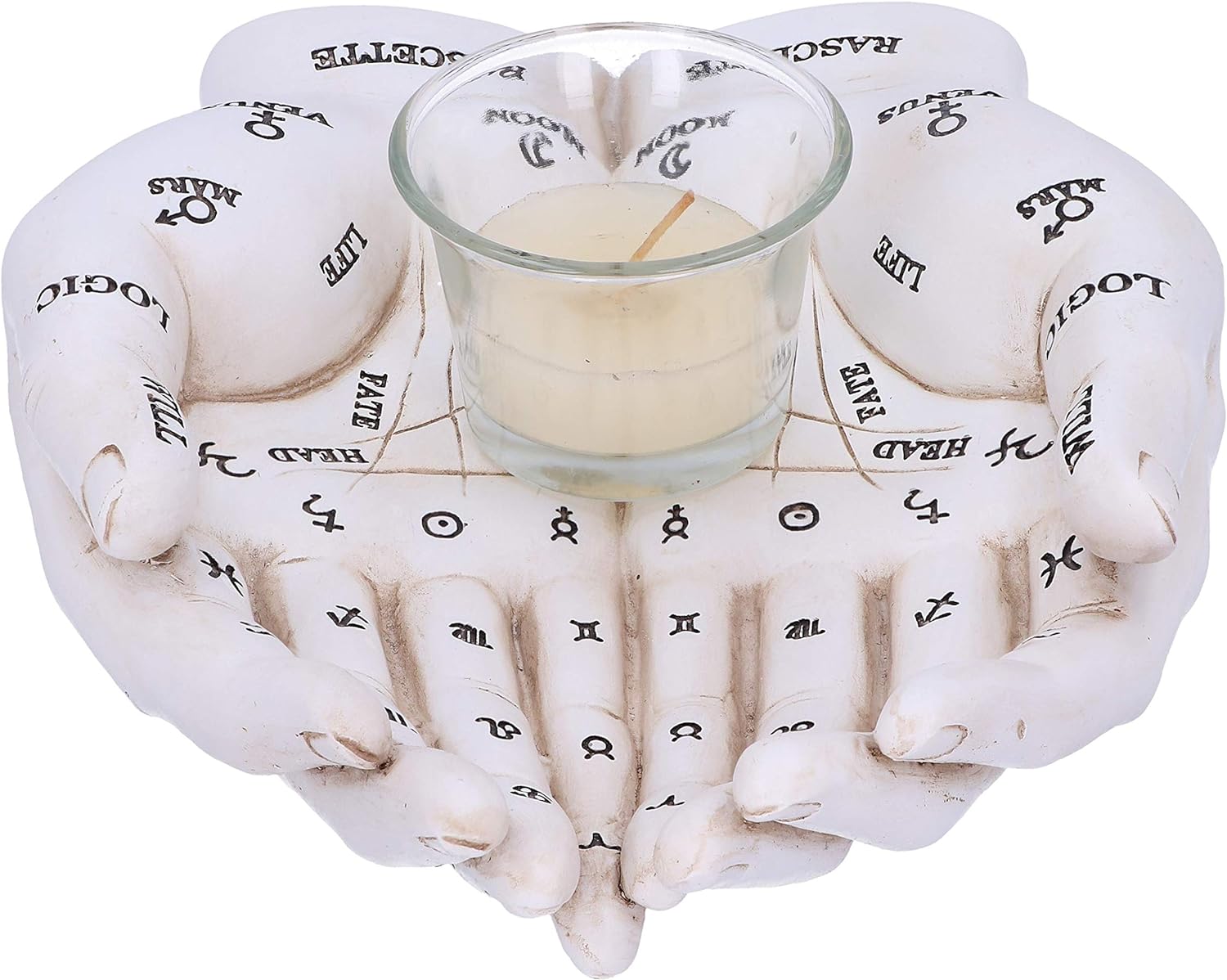 Nemesis Now Palmist's Guide White Chiromancy Hands Candle Holder, 22..3cm