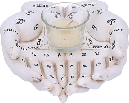 Nemesis Now Palmist's Guide White Chiromancy Hands Candle Holder, 22..3cm