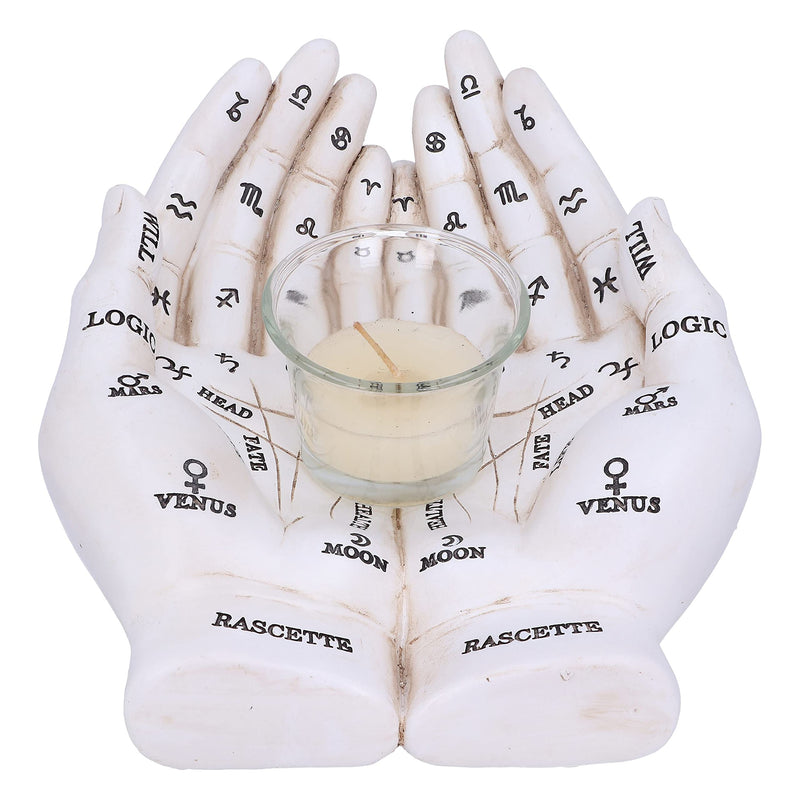 Nemesis Now Palmist's Guide White Chiromancy Hands Candle Holder, 22..3cm