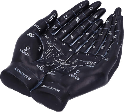 Nemesis Now Palmist's Guide Black Chiromancy Hands Candle Holder, 22.3cm