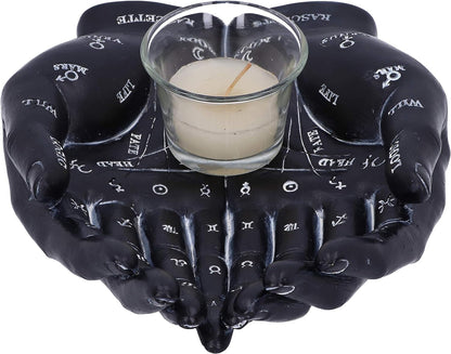 Nemesis Now Palmist's Guide Black Chiromancy Hands Candle Holder, 22.3cm