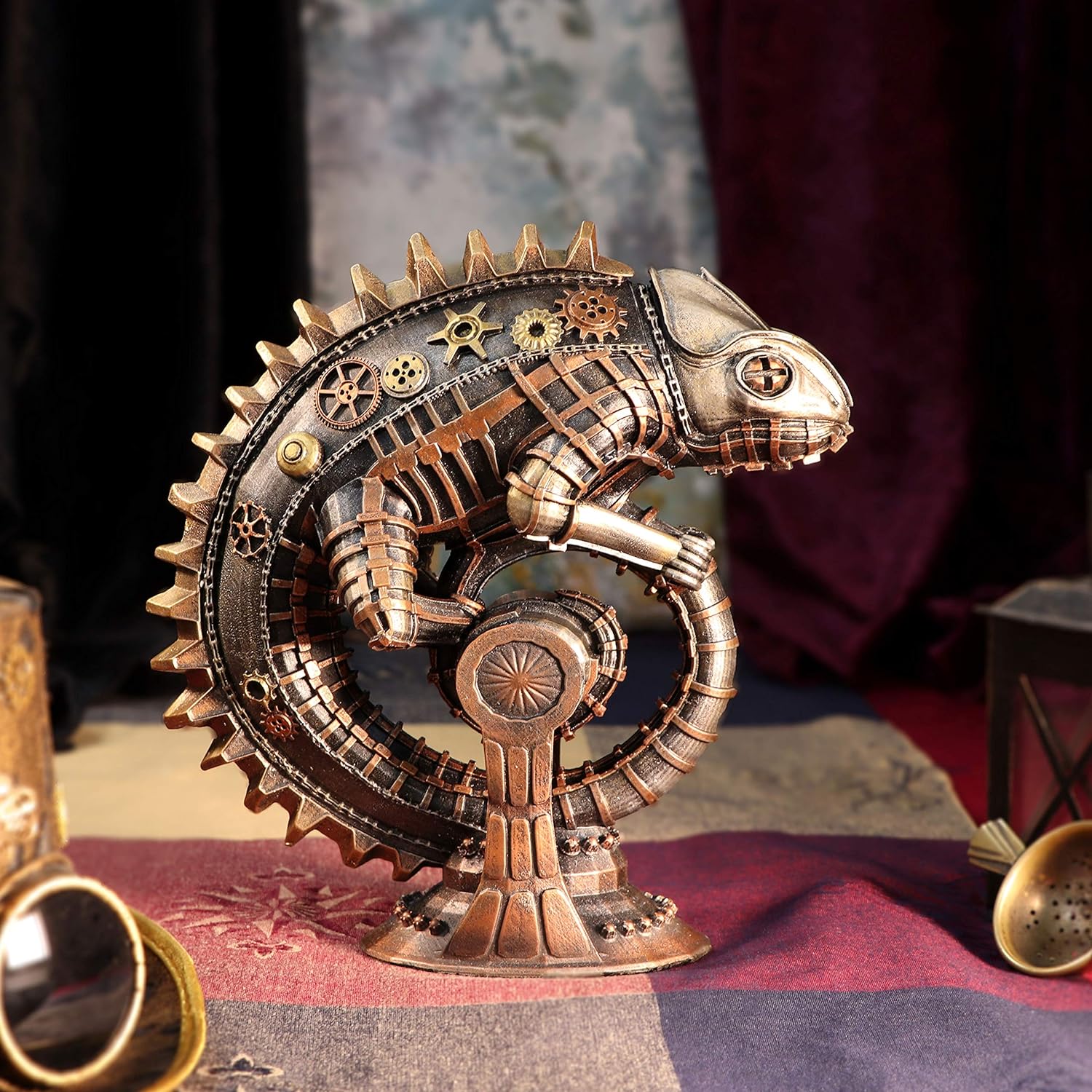 Nemesis Now Steampunk - Figura mecánica de Bronce de Lagarto camaleón, 22,3 cm, Bronce