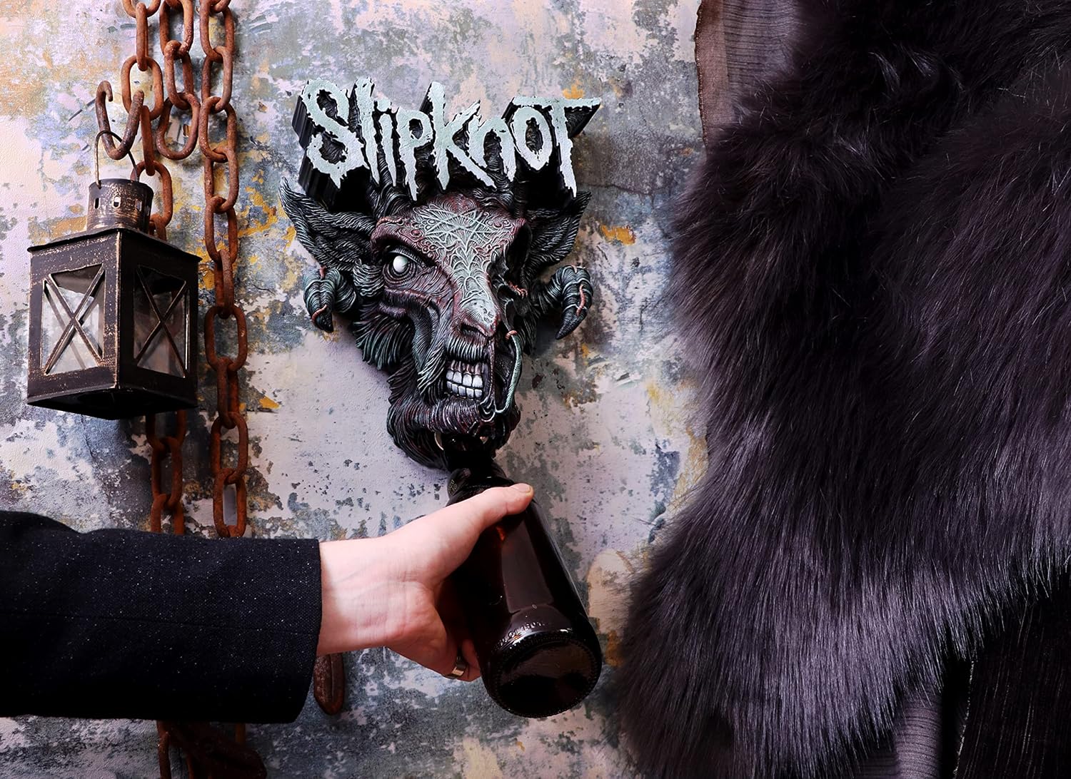 Nemesis Now Officially Licensed Slipknot Infected Goat Logo Wall Mounted Bottle Opener,Black,30cm