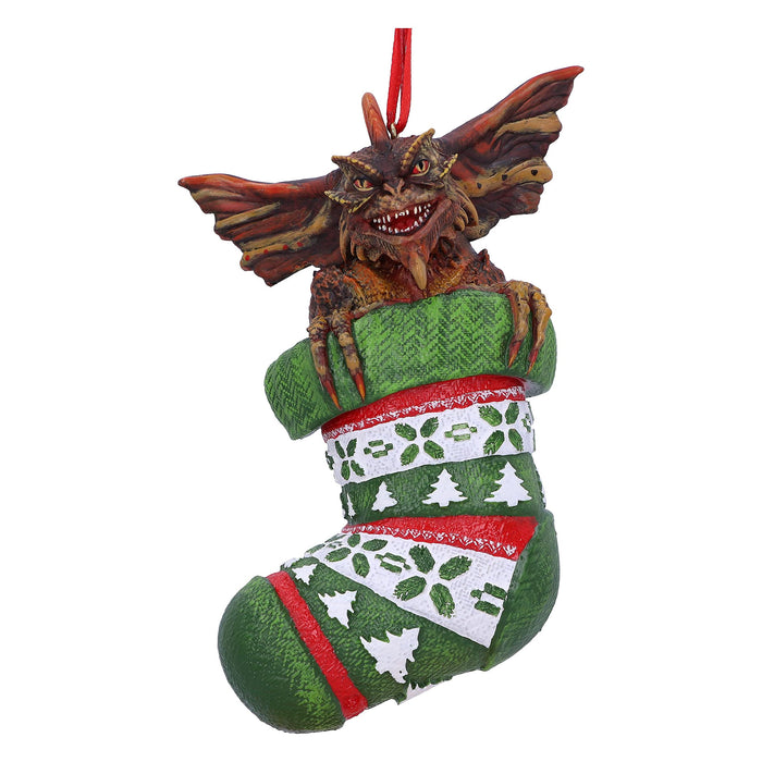 Nemesis Now Gremlins Mohawk in Stocking - Adorno Decorativo para Colgar (12 cm), Color Verde