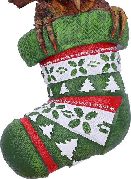 Nemesis Now Gremlins Mohawk in Stocking - Adorno Decorativo para Colgar (12 cm), Color Verde