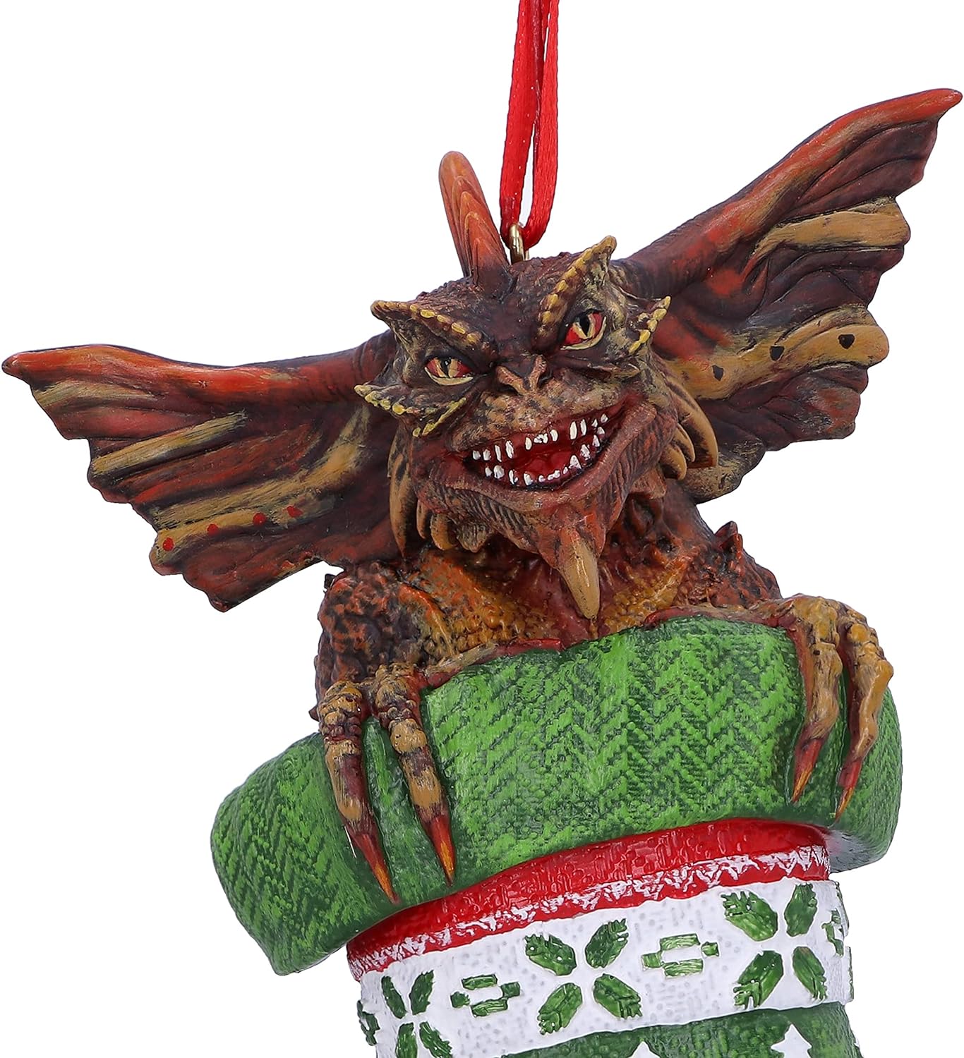 Nemesis Now Gremlins Mohawk in Stocking - Adorno Decorativo para Colgar (12 cm), Color Verde